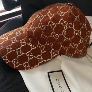 Gucci brown/gold Lame baseball cap - new w/tags